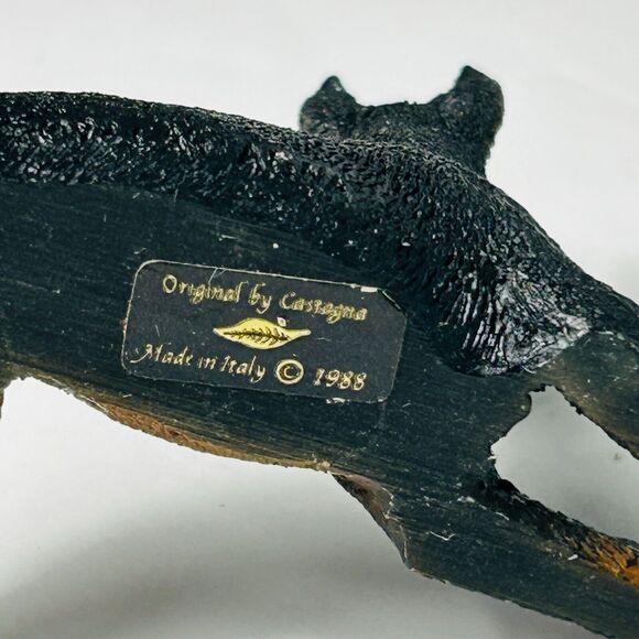 Castagna Doberman Resin Figurine Italy Vintage 1988 Cropped Black Red 2.5X1.5" - Picture 6 of 6